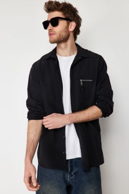 Trendyol Black Relaxed Fit Pocket Zipper Detail Parachute Technical Fabric Shirt