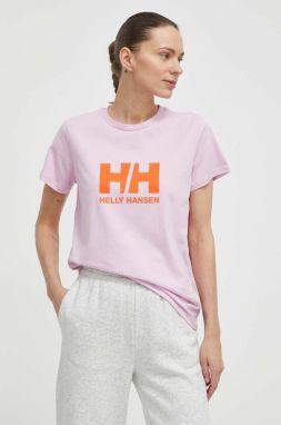Bavlnené tričko Helly Hansen dámsky, ružová farba