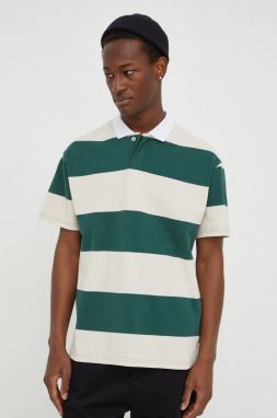 Bavlnené polo tričko Solid zelená farba, vzorovaný