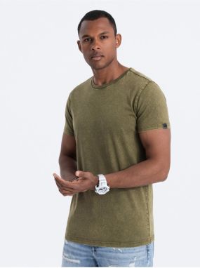 Khaki pánske basic tričko Ombre Clothing