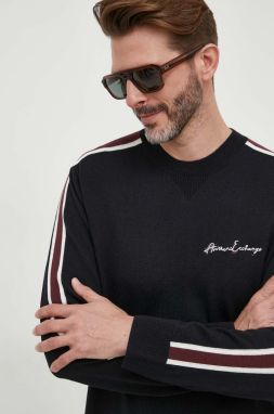 Vlnený sveter Armani Exchange pánsky, tmavomodrá farba, tenký