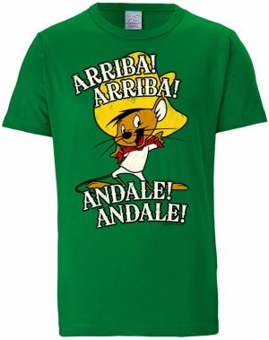 LOGOSHIRT Tričko 'Looney Tunes Arriba! Andale!'  svetlohnedá / žltá / zelená / biela