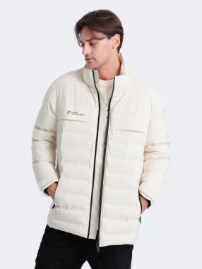 Ombre Men's winter jacket with detachable hood - cream