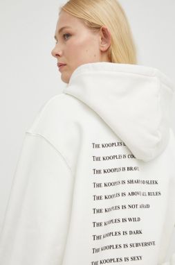 Bavlnená mikina The Kooples dámska, béžová farba, s potlačou