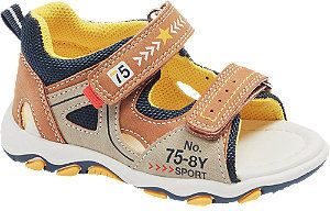 Hnedo-béžové detské sandále na suchý zips Bobbi Shoes