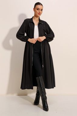 Bigdart 5912 Zippered Long Trench Coat - Black