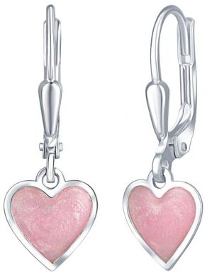 Praqia Jewellery Dievčenské strieborné náušnice Ružové srdce NA6069_RH