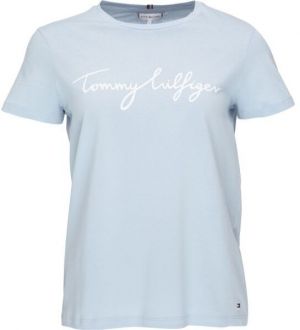 Tommy Hilfiger REG C-NK SIGNATURE TEE Dámske tričko, svetlomodrá, veľkosť