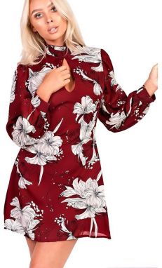 Vínové kvetinové mini šaty Amy