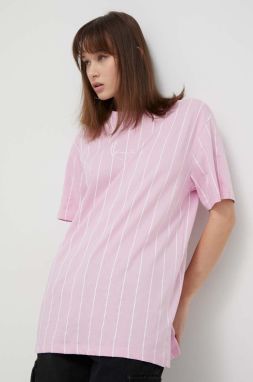 Bavlnené tričko Karl Kani dámsky, ružová farba