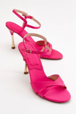 LuviShoes Ravel Women's Fuchsia Satin Heeled Shoes