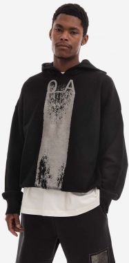 Bavlnená mikina A-COLD-WALL* Plaster Hoodie ACWMW085-BLACK, pánska, čierna farba, s kapucňou, s potlačou