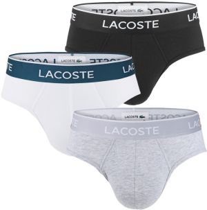 LACOSTE - 3PACK slipy Lacoste ultra comfortable stretch cotton black, white, gray
