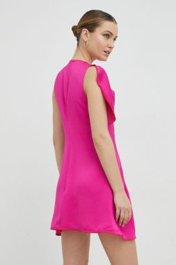 Šaty Victoria Beckham ružová farba, mini, rovný strih