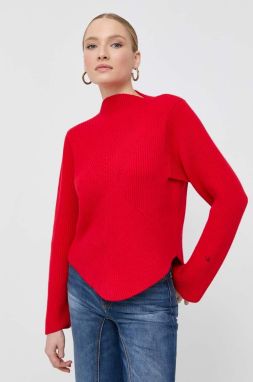 Vlnený sveter Victoria Beckham dámsky, červená farba