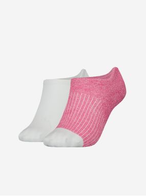 Súprava dvoch párov dámskych ponožiek v bielej a ružovej farbe Tommy Hilfiger