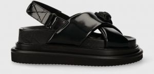 Kožené sandále Kurt Geiger London Orson Cross Strap Sandal dámske, čierna farba, na platforme, 2028900309