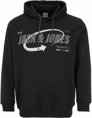 Jack & Jones Plus Mikina  sivá / čierna / biela