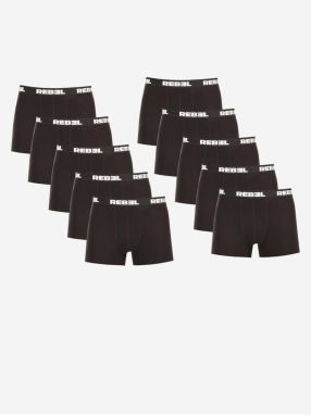 Súprava desiatich pánskych boxeriek v čiernej farbe Nedeto Rebel