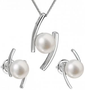 Evolution Group Súprava strieborných šperkov s pravými perlami Pavona 29039.1 (náušnice, retiazka, prívesok)
