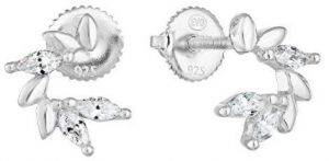 Evolution Group Štýlové strieborné náušnice s čírymi zirkónmi 11285.1