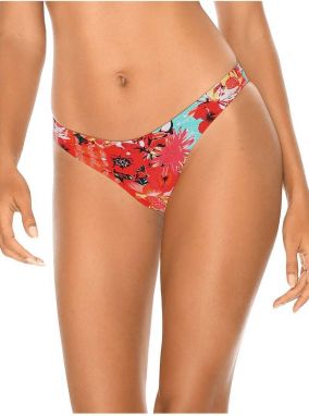 Modro-červené kvetované plavkové nohavičky brazílskeho strihu Cheeky Brazilian Cut Bikini Blue Floral