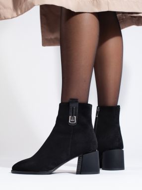 Black classic suede heeled ankle boots Shelvt