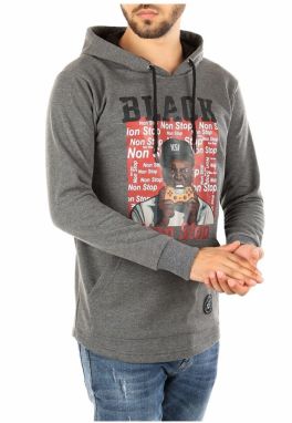 Madmext Hooded Printed Sweatshirt Smoked 2779