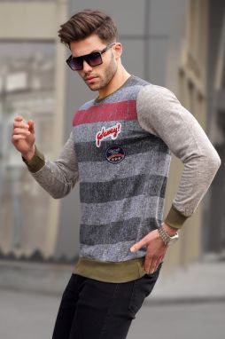 Madmext Anthracite Striped Men's Sweatshirt 1691