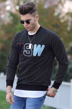 Madmext Black Striped Sweatshirt 2792