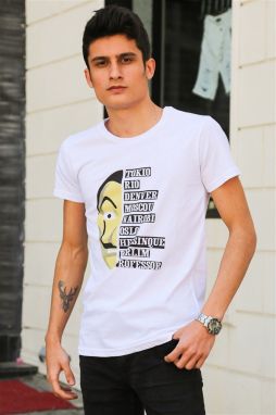 Madmext Printed White T-Shirt 4016