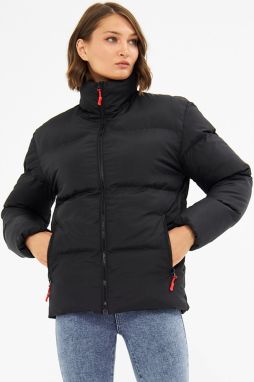 River Club Women's Black Fiber Inside Water and Windproof Inflatable Winter Coat