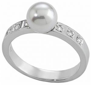 Majorica Strieborný prsteň s perlou a kamienkami 12563.01.2.913.010.1 53 mm