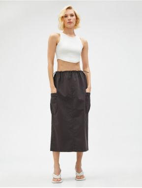 Koton Parachute Skirt Midi Pocket Detailed Elastic Waist