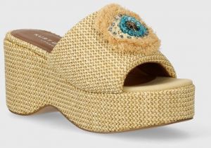 Šľapky Kurt Geiger London Kensington Eye Wedge Mule dámske, zlatá farba, na kline, 2027549999