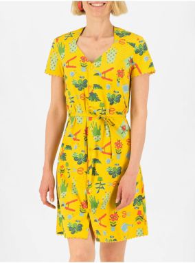 Yellow Ladies Patterned Button-Down Dress Blutsgeschwister Fairy in The - Ladies