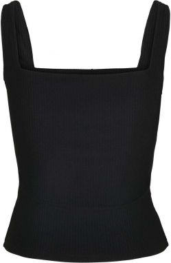 Women's top with a flat neckline, black