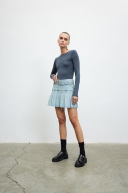 VATKALI Thick pleated denim skirt