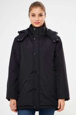River Club Women's Black Lined Removable Hooded Water And Windproof Winter Coat & Parka
