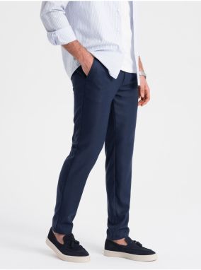 Tmavomodré pánske slim fit chino nohavice Ombre Clothing