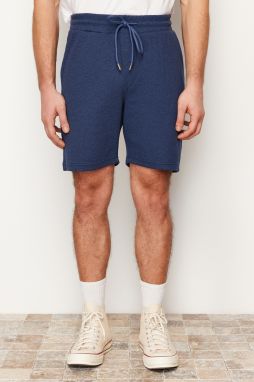 Trendyol Indigo Slim/Narrow Cut Textured Waffle Rubber Waisted Corded Shorts