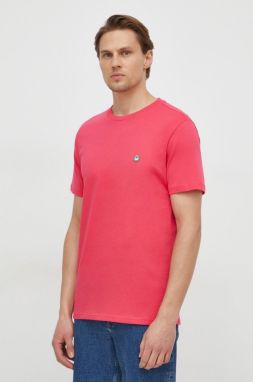 Bavlnené tričko United Colors of Benetton pánsky, ružová farba, jednofarebný