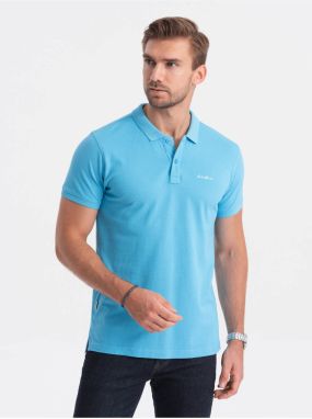 Svetlomodré pánske polo tričko Ombre Clothing