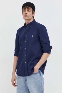 Bavlnená košeľa PS Paul Smith pánska, tmavomodrá farba, regular, s golierom button-down