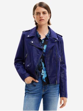 Women's Dark Blue Faux Leather Jacket Desigual Harry - Women