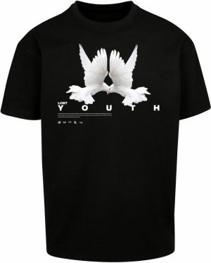 Lost Youth Tričko 'Dove'  sivá / čierna / biela
