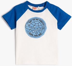 Koton T-Shirt Tortoise Print Short Sleeve Crew Neck Cotton