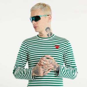 Comme des Garçons PLAY Long Sleeve Tee Green/ White