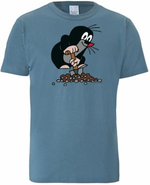 LOGOSHIRT Tričko 'Der Kleine Maulwurf'  modrosivá / ružová / čierna / biela