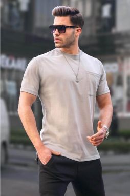 Madmext Gray Dyed Basic Men's T-Shirt with Pocket 6078